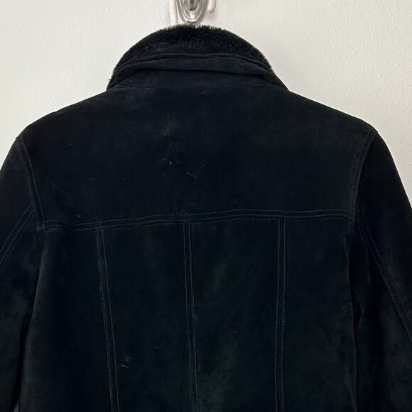 Vintage UTEX Design suede faux fur lined coat 90s Y2K boho grunge goth winter M - Picture 9 of 10